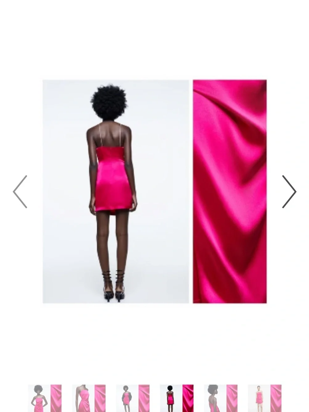 Zara Fuchsia Satin Mini Dress with rhinestone Straps XS - Picture 2 of 8